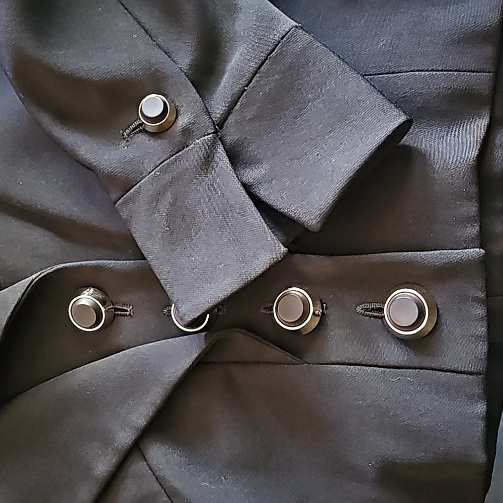 Karl Lagerfeld Vintage Cropped Jacket Triple Lapel Made in France Wool & Silk - Picture 11 of 12